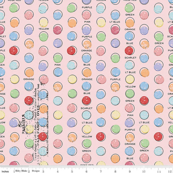 Image of Egg Hunt Egg Dye Dots Pink quilting cotton fabric by J. Wecker Frisch for Riley Blake Designs. Features dots on a pink background. Cute Little Fabric Shop.