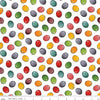 Image of Egg Hunt Jelly Beans White quilting cotton fabric by J. Wecker Frisch for Riley Blake Designs. Features beans on a white background. Cute Little Fabric Shop.
