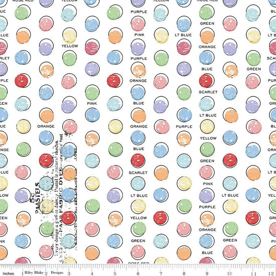 Image of Egg Hunt Egg Dye Dots White quilting cotton fabric by J. Wecker Frisch for Riley Blake Designs. Features dots on a white background. Cute Little Fabric Shop.