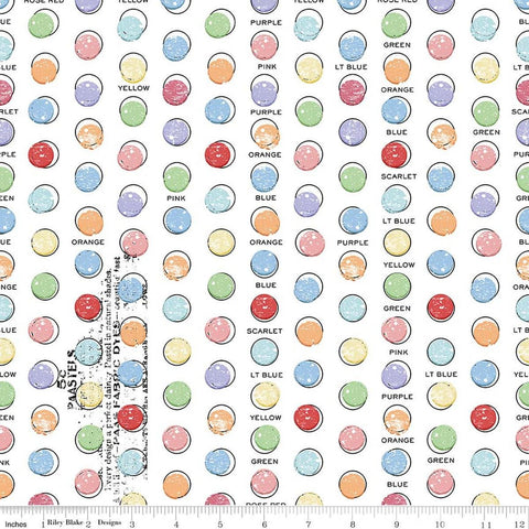 Image of Egg Hunt Egg Dye Dots White quilting cotton fabric by J. Wecker Frisch for Riley Blake Designs. Features dots on a white background. Cute Little Fabric Shop.