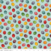 Image of Egg Hunt Jelly Beans Aqua quilting cotton fabric by J. Wecker Frisch for Riley Blake Designs. Features beans on a blue background. Cute Little Fabric Shop.