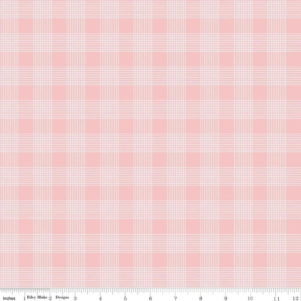 Image of Egg Hunt Plaid Pink quilting cotton fabric by J. Wecker Frisch for Riley Blake Designs. Features plaid on a pink background. Cute Little Fabric Shop.