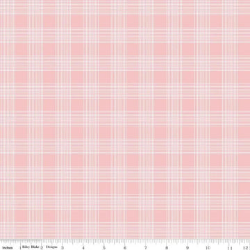 Image of Egg Hunt Plaid Pink quilting cotton fabric by J. Wecker Frisch for Riley Blake Designs. Features plaid on a pink background. Cute Little Fabric Shop.