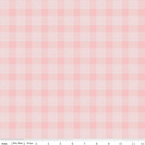 Image of Egg Hunt Plaid Pink quilting cotton fabric by J. Wecker Frisch for Riley Blake Designs. Features plaid on a pink background. Cute Little Fabric Shop.