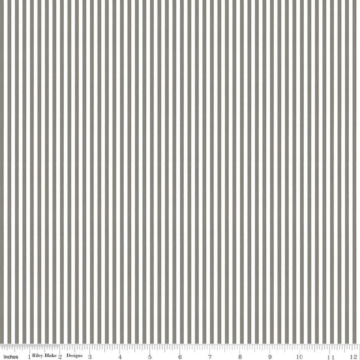 Image of Egg Hunt Stripes Gray quilting cotton fabric by J. Wecker Frisch for Riley Blake Designs. Features stripes on a gray background. Cute Little Fabric Shop.