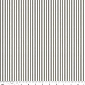 Image of Egg Hunt Stripes Gray quilting cotton fabric by J. Wecker Frisch for Riley Blake Designs. Features stripes on a gray background. Cute Little Fabric Shop.