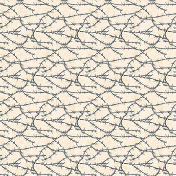 Image of Yippie Ki Yay! Barbed Wire Beige quilting cotton fabric by Morris Creative Group for QT Fabrics. Features wire on a cream background. Cute Little Fabric Shop.