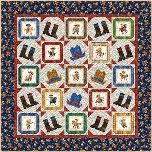 Yippie Ki Yay! Ready to Ride Quilt Kit - QT Fabrics - Pattern Fabric - Western Wild West - Quilting Cotton Fabric - Square Quilt