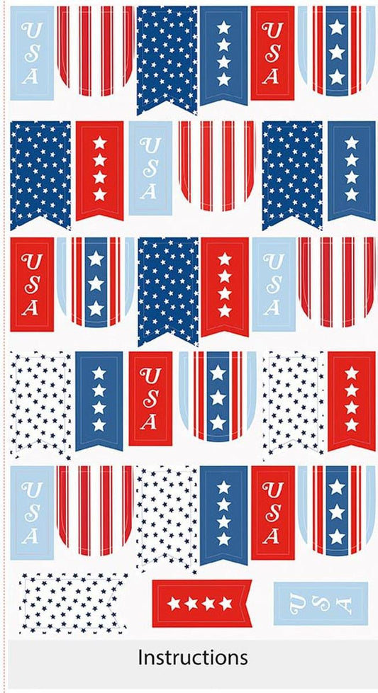 SALE Firecracker Banner Panel Patriotic Fabric - P17207 - Riley Blake Quilting Cotton Fabric