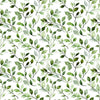 Image of Mountain Splendor Leaf Vine Evergreen quilting cotton fabric by Dan Morris for QT Fabrics. Features leaves on a white background. Cute Little Fabric Shop.