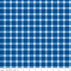 Image of Firecracker Plaid Blue quilting cotton fabric by My Mind's Eye for Riley Blake Designs. Features plaid on a blue background. Cute Little Fabric Shop.