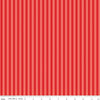 Image of Firecracker Stripes Red Hen quilting cotton fabric by My Mind's Eye for Riley Blake Designs. Features stripes on a red background. Cute Little Fabric Shop.
