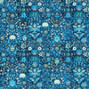 Image of Folklore Floral Blue quilting cotton fabric by Morris Creative Group for QT fabrics. Features flowers on a blue background. Cute Little Fabric Shop.