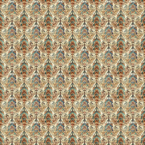 Image of Folklore Medieval Crest Geo Dark Tan quilting cotton fabric by Morris Creative Group for QT fabrics. Features a geometric pattern on a cream background. Cute Little Fabric Shop.