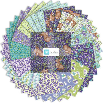 Easter Garden Layer Cake 10" Stacker Bundle 10SQ EAGD 6PKV - QT Fabrics - 42-Piece  - Floral Flowers - Quilting Cotton Fabric