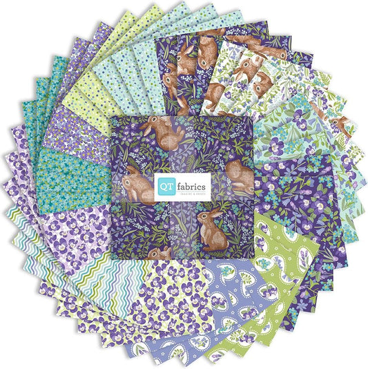 Easter Garden Layer Cake 10" Stacker Bundle 10SQ EAGD 6PKV - QT Fabrics - 42-Piece  - Floral Flowers - Quilting Cotton Fabric