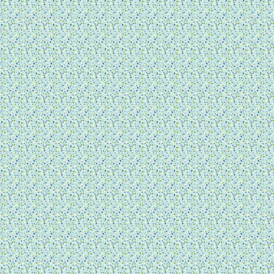 Image of Easter Garden Confetti Dots Light Aqua quilting cotton fabric by Julie Lynch for Riley Blake Designs. Features dots on a blue background. Cute Little Fabric Shop.