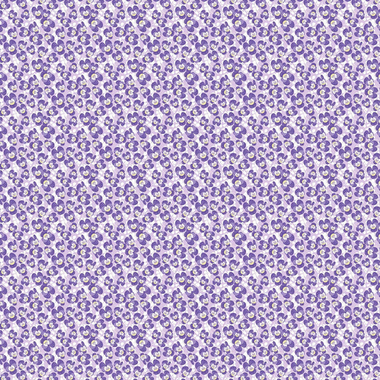 Image of Easter Garden Violets Light Lavender quilting cotton fabric by Julie Lynch for Riley Blake Designs. Features flowers on a purple background. Cute Little Fabric Shop.