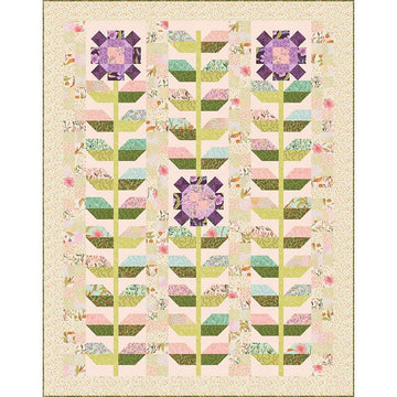 Floral Fondant Quilt Kit KIT14130 - Linn Warme - Moda Fabrics - Pattern Fabric - Floral Flowers Spring Stems - Quilting Cotton Fabric