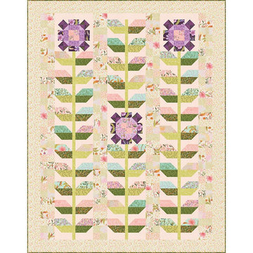 SALE Floral Fondant Quilt Kit KIT14130 - Linn Warme - Moda Fabrics - Pattern Fabric - Floral Flowers Spring Stems - Quilting Cotton Fabric