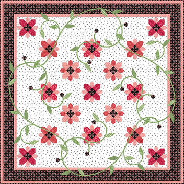 Black-Eyed Judy Quilt PATTERN P112 - Jillily Studio - Riley Blake Designs - INSTRUCTIONS Only - Flowers Applique Vines - Square Quilt