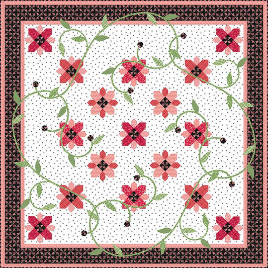 Black-Eyed Judy Quilt PATTERN P112 - Jillily Studio - Riley Blake Designs - INSTRUCTIONS Only - Flowers Applique Vines - Square Quilt