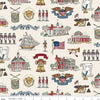 Image of Independence Main Cream quilting cotton fabric by The RBD Designers for Riley Blake Designs. Features buildings on a cream background. Cute Little Fabric Shop.