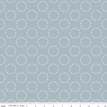 Image of Independence 13 Colonies Blue quilting cotton fabric by The RBD Designers for Riley Blake Designs. Features stars on a blue background. Cute Little Fabric Shop.