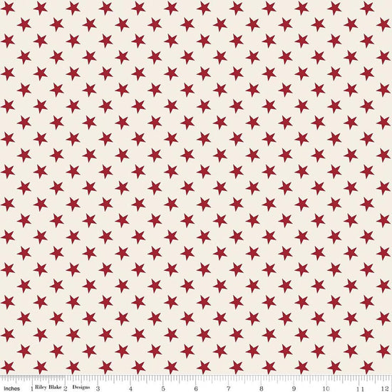 Image of Independence Stars Cream quilting cotton fabric by The RBD Designers for Riley Blake Designs. Features stars on a cream background. Cute Little Fabric Shop.