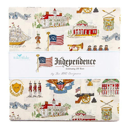 Independence 10" Stacker Bundle Patriotic Fabric - 10-17330-42 - 42-piece Precut - Riley Blake Quilting Cotton Fabric