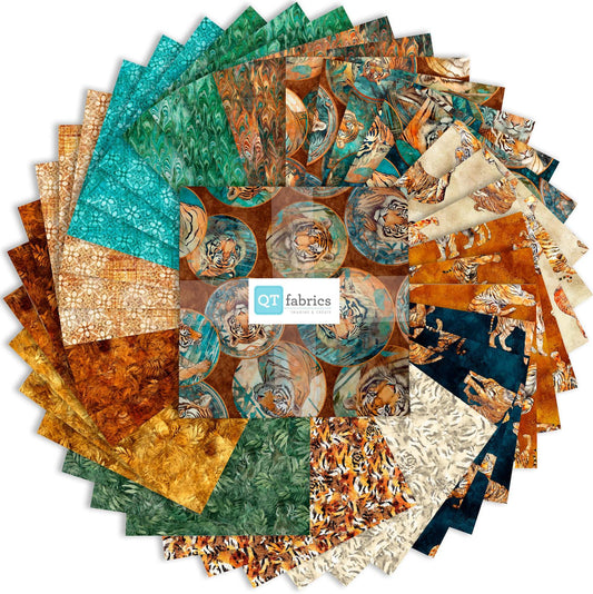 SALE Eye of the Tiger Layer Cake 10" Stacker Bundle - QT Fabrics- 42-Piece Precut  - Quilting Cotton Fabric