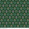 Image of Meadow Moments Blossom Trail Forest quilting cotton pattern by Little Forest Atelier for Riley Blake Designs. Features flowers on a green background. Cute Little Fabric Shop.
