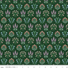 Image of Meadow Moments Blossom Trail Forest quilting cotton pattern by Little Forest Atelier for Riley Blake Designs. Features flowers on a green background. Cute Little Fabric Shop.