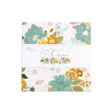 Renew 5" Stacker 42-Pieces Floral Fabric Precut Bundle  5-17280-42 - Riley Blake Quilting Cotton Fabric