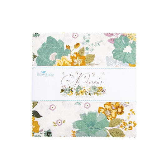 Renew 5" Stacker 42-Pieces Floral Fabric Precut Bundle  5-17280-42 - Riley Blake Quilting Cotton Fabric