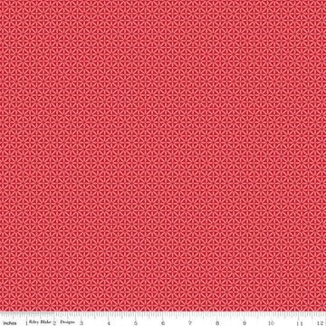 Image of Front Porch Geometric Red quilting cotton fabric by Jill Finley for Riley Blake Designs. Features geometry on a red background. Cute Little Fabric Shop.