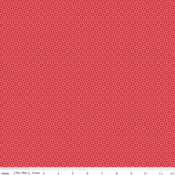 Image of Front Porch Geometric Red quilting cotton fabric by Jill Finley for Riley Blake Designs. Features geometry on a red background. Cute Little Fabric Shop.