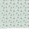 Image of Renew Floral Bleached Denim quilting cotton fabric by Sandy Gervais for Riley Blake Designs. Features flowers on a blue background. Cute Little Fabric Shop.