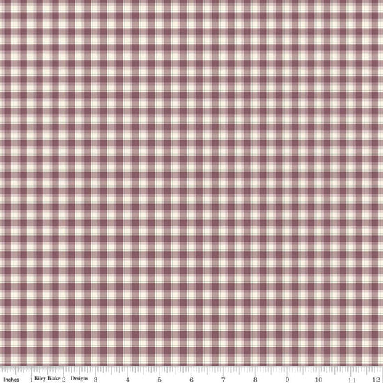 Image of Renew Plaid Purple quilting cotton fabric by Sandy Gervais for Riley Blake Designs. Features plaid on a purple background. Cute Little Fabric Shop.