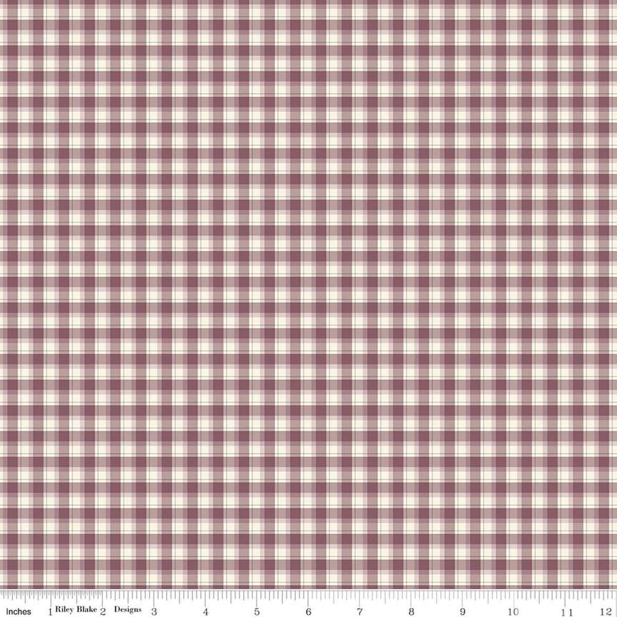 Image of Renew Plaid Purple quilting cotton fabric by Sandy Gervais for Riley Blake Designs. Features plaid on a purple background. Cute Little Fabric Shop.