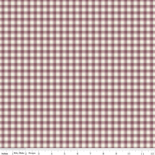 Image of Renew Plaid Purple quilting cotton fabric by Sandy Gervais for Riley Blake Designs. Features plaid on a purple background. Cute Little Fabric Shop.