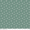 Image of Renew Ditsy Aqua quilting cotton fabric by Sandy Gervais for Riley Blake Designs. Features flowers on a blue background. Cute Little Fabric Shop.