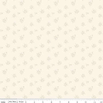 Image of Renew Ditsy Latte quilting cotton fabric by Sandy Gervais for Riley Blake Designs. Features flowers on a cream background. Cute Little Fabric Shop.