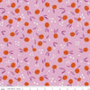 Image of Homage Oranges Lavender quilting cotton fabric by Fran Gulick for Riley Blake Designs. Features oranges on a pink background. Cute Little Fabric Shop.