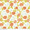 Image of Homage Main White quilting cotton fabric by Fran Gulick for Riley Blake Designs. Features flowers on a cream background. Cute Little Fabric Shop.