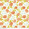 Image of Homage Main White quilting cotton fabric by Fran Gulick for Riley Blake Designs. Features flowers on a cream background. Cute Little Fabric Shop.