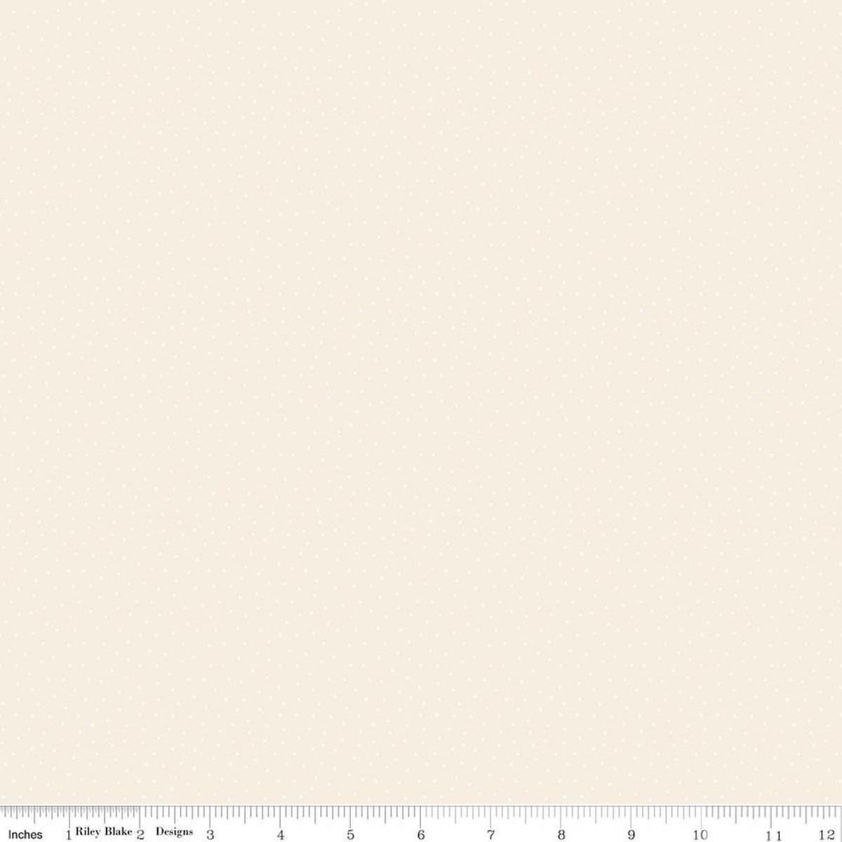 Image of Elegant Essentials Scatter Dot Cream quilting cotton fabric by Jennifer Bosworth for Riley Blake Designs. Features dots on a cream background. Cute Little Fabric Shop.