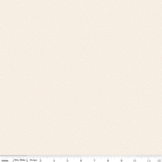 Image of Elegant Essentials Scatter Dot Cream quilting cotton fabric by Jennifer Bosworth for Riley Blake Designs. Features dots on a cream background. Cute Little Fabric Shop.