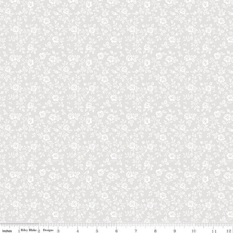 Image of Elegant Essentials Small Flower White quilting cotton fabric by Jennifer Bosworth for Riley Blake Designs. Features flowers on a white background. Cute Little Fabric Shop.