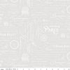 Image of Elegant Essentials Text White quilting cotton fabric by Jennifer Bosworth for Riley Blake Designs. Features text on a white background. Cute Little Fabric Shop.